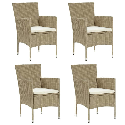 Garden Dining Chairs 4 Pcs Poly Rattan Beige Tobpla