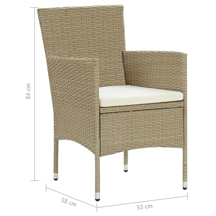 Garden Dining Chairs 4 Pcs Poly Rattan Beige Tobpla