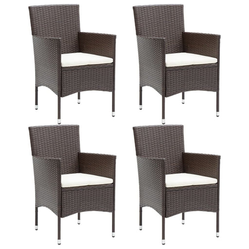 Garden Dining Chairs 4 Pcs Poly Rattan Brown Tobplp