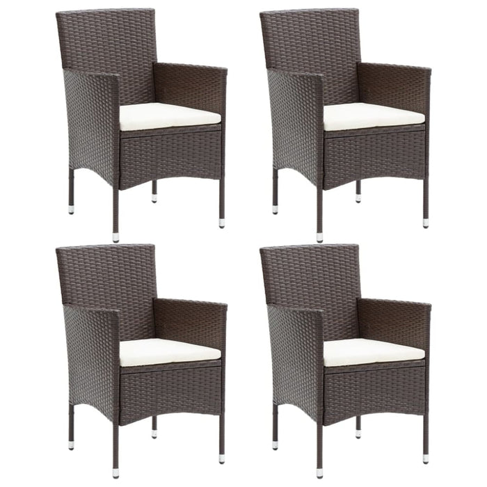 Garden Dining Chairs 4 Pcs Poly Rattan Brown Tobplp