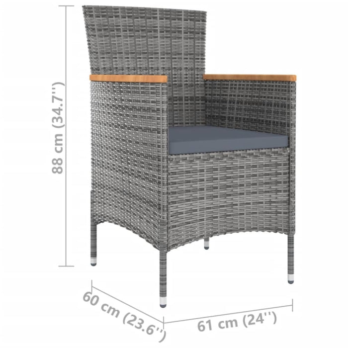 Garden Dining Chairs 4 Pcs Poly Rattan Grey Tollkl