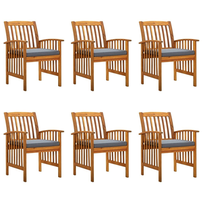 Garden Dining Chairs 6 Pcs with Cushions Solid Wood Acacia