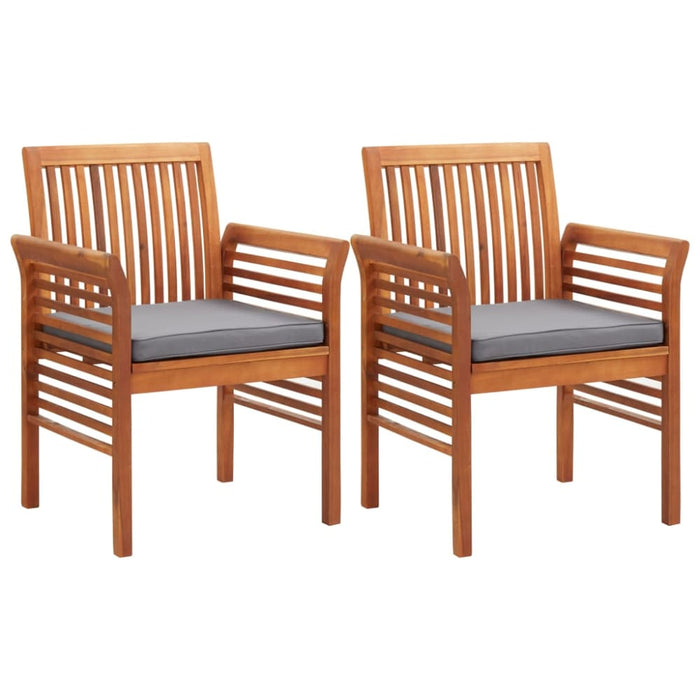 Garden Dining Chairs with Cushions 2 Pcs Solid Acacia Wood