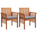 Garden Dining Chairs with Cushions 2 Pcs Solid Acacia Wood