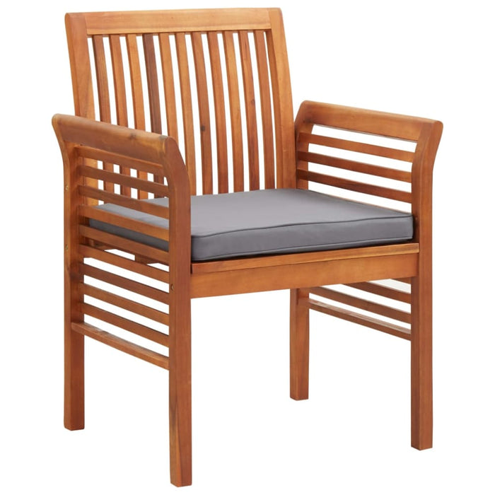 Garden Dining Chairs with Cushions 2 Pcs Solid Acacia Wood