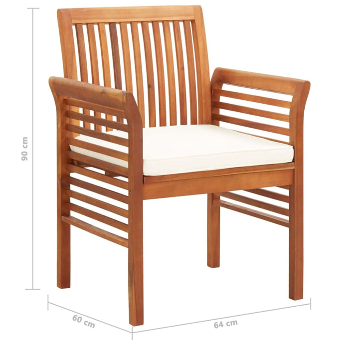 Garden Dining Chairs with Cushions 2 Pcs Solid Acacia Wood