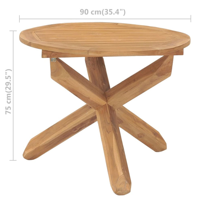 Garden Dining Table ø90x75 Cm Solid Wood Teak Tololn