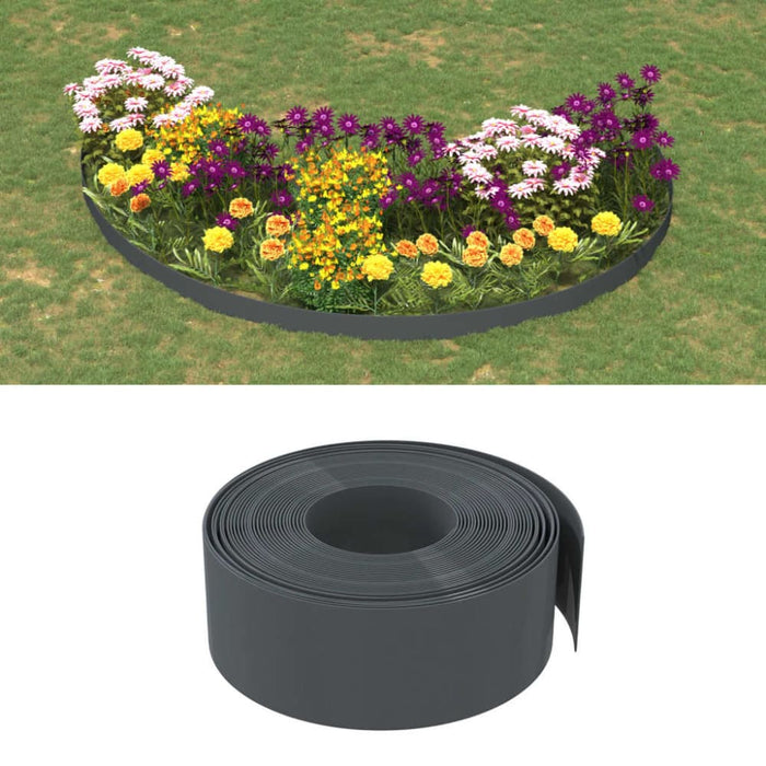 Garden Edging Grey 10 m 20 Cm Polyethylene Opatkk