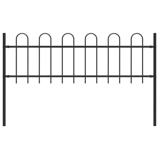 Garden Fence With Hoop Top Steel 1.7x0.6 m Black Oaakxn