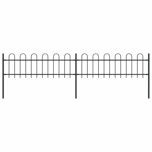 Garden Fence With Hoop Top Steel 3.4x0.6 m Black Xiiltk