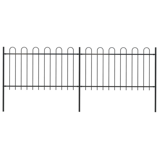 Garden Fence With Hoop Top Steel 3.4x1 m Black Xiilpi