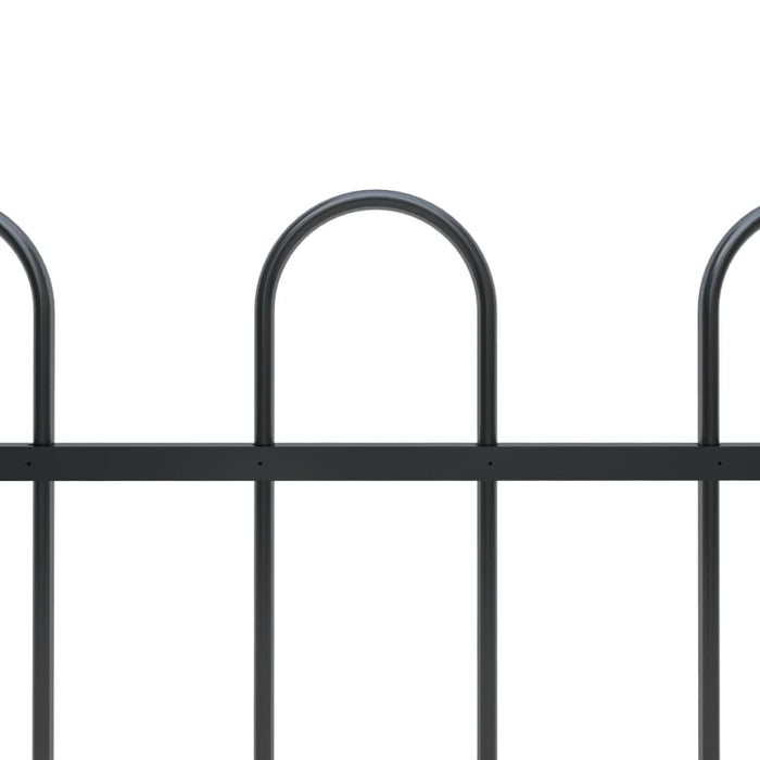 Garden Fence With Hoop Top Steel 5.1 m Black Xiilpn