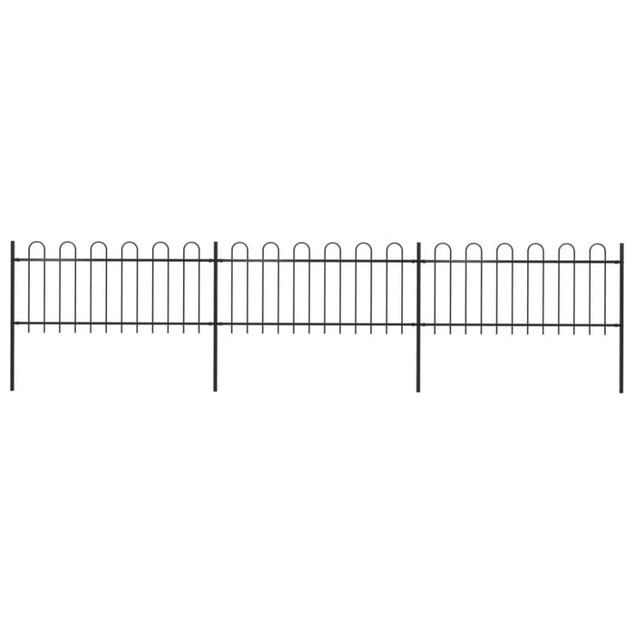 Garden Fence With Hoop Top Steel 5.1x0.8 m Black Xiilak