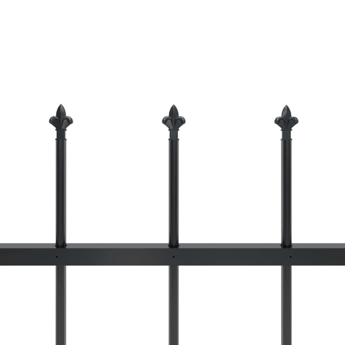 Garden Fence With Spear Top Steel 1.7x1.2 m Black Oaakxl