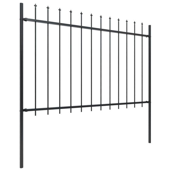 Garden Fence With Spear Top Steel 1.7x1.2 m Black Oaakxl