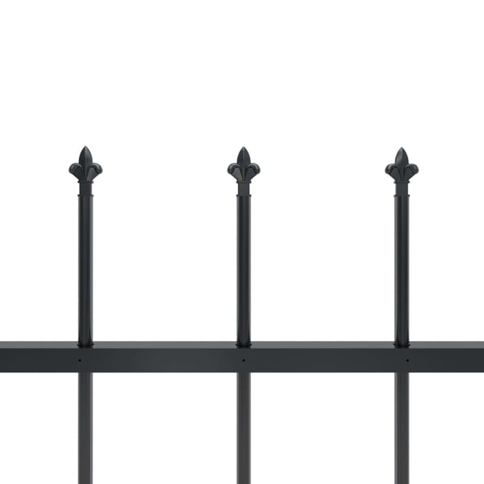 Garden Fence With Spear Top Steel 1.7x1.5 m Black Oaakxi