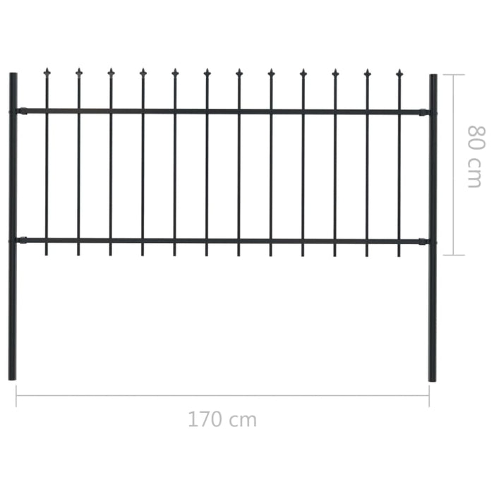 Garden Fence With Spear Top Steel 1.7 m Black Oaakxa