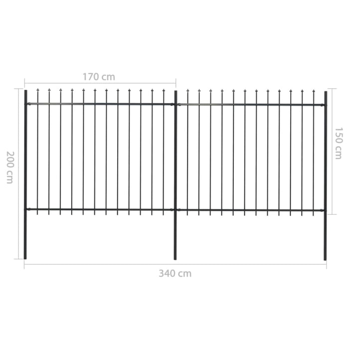 Garden Fence With Spear Top Steel 3.4 m Black Xiiltb
