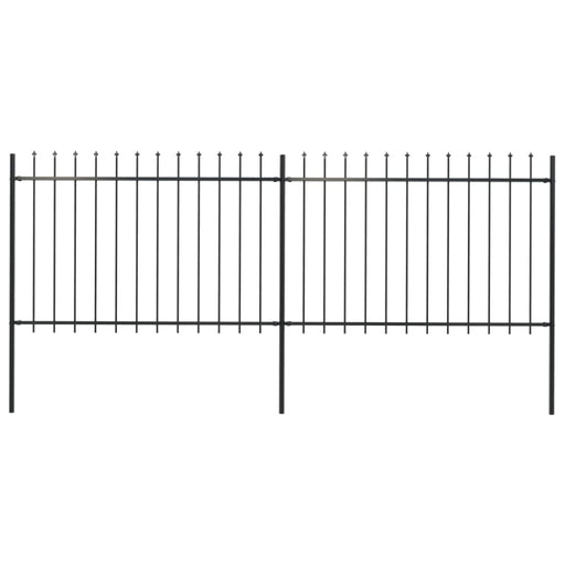 Garden Fence With Spear Top Steel 3.4 m Black Xiilxo