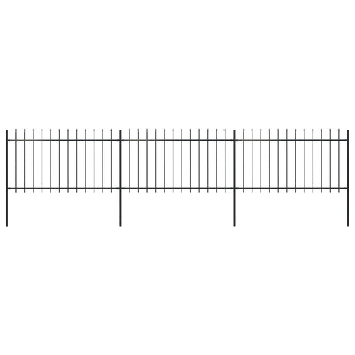 Garden Fence With Spear Top Steel 5.1 m Black Xiilot