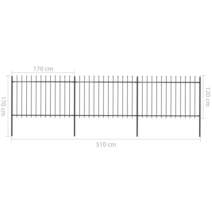 Garden Fence With Spear Top Steel 5.1 m Black Xiilxx