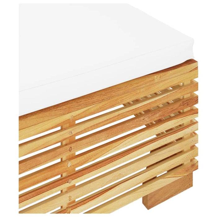 Garden Footrest with Cream Cushion Solid Wood Teak Tokopn