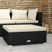 Garden Footrest with Cushion Black 70x70x30 Cm Poly Rattan