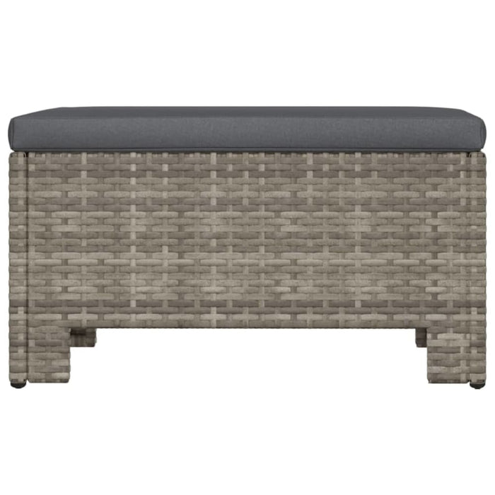 Garden Footrest with Cushion Grey Poly Rattan Tlxlkp