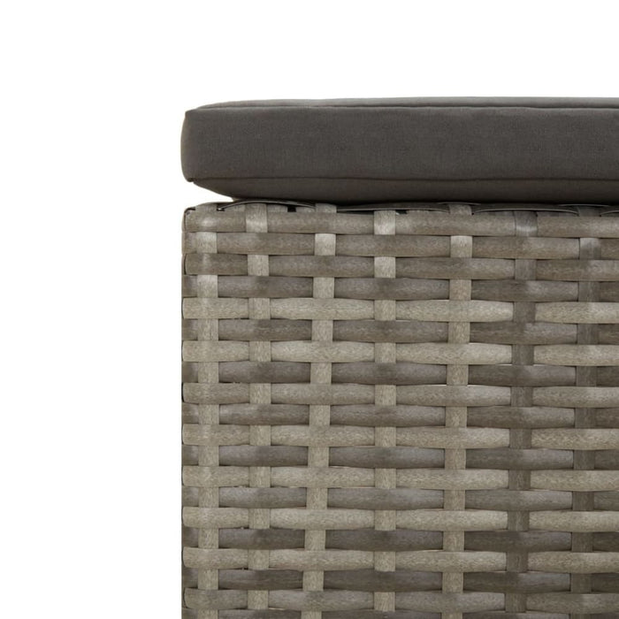 Garden Footrest with Cushion Grey Poly Rattan Tlxlkp