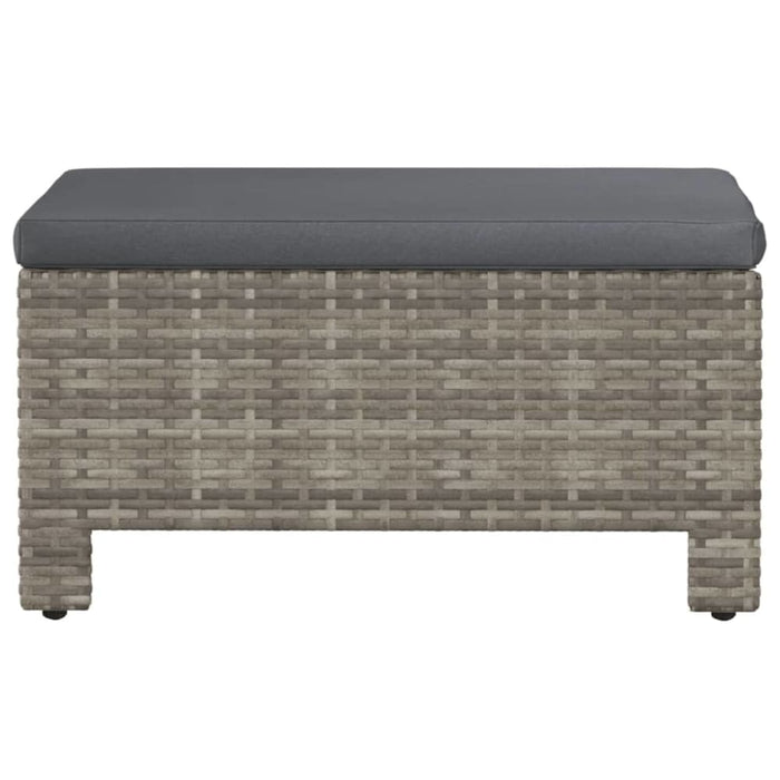 Garden Footrest with Cushion Grey Poly Rattan Tlxlkp