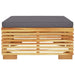Garden Footrest with Dark Grey Cushion Solid Wood Teak