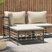 Garden Footstool with Beige Cushion Poly Rattan Tlaotx