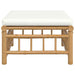 Garden Footstool with Cream White Cushion Bamboo Tlxtbx