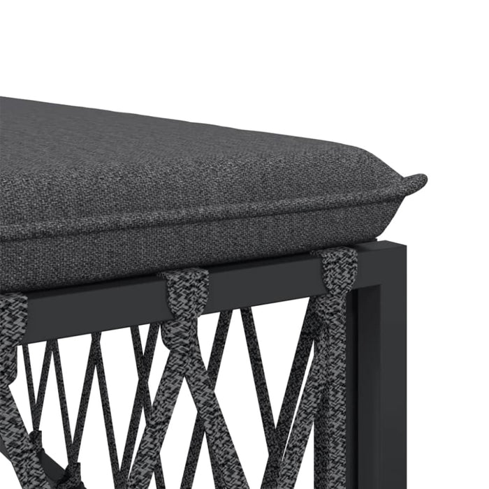 Garden Footstool with Cushion Anthracite Woven Fabric Tlaoaa