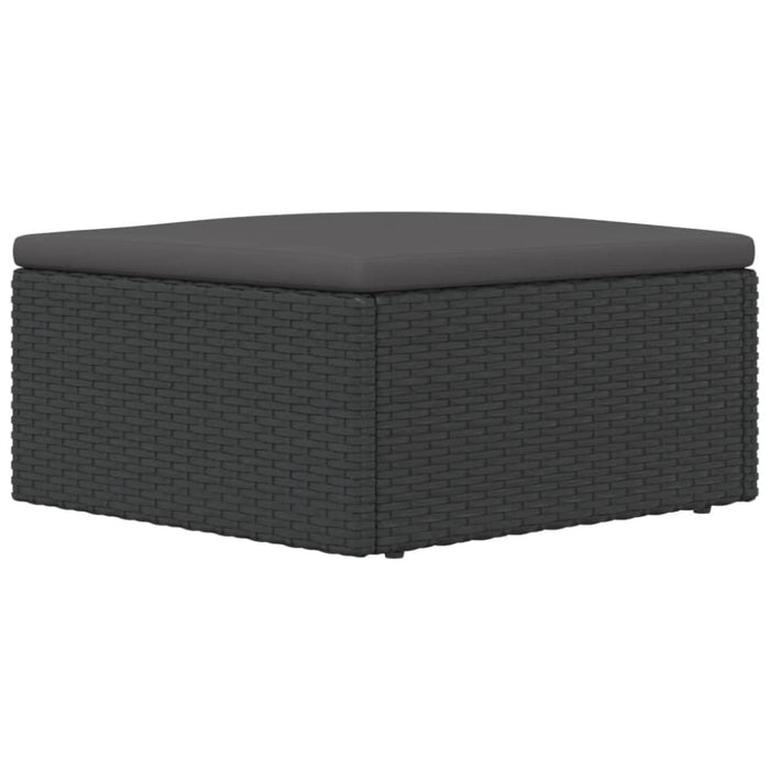 Garden Footstool with Cushion Black Poly Rattan Tokpnk