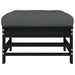 Garden Footstool with Cushion Black Solid Wood Pine Nxplio