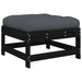 Garden Footstool with Cushion Black Solid Wood Pine Nxpppk