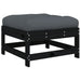 Garden Footstool with Cushion Black Solid Wood Pine Nxpppk