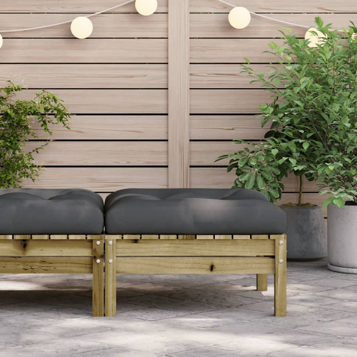 Garden Footstool with Cushion Impregnated Wood Pine Ntnoln