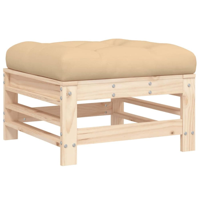 Garden Footstool with Cushion Solid Wood Pine Nxplli