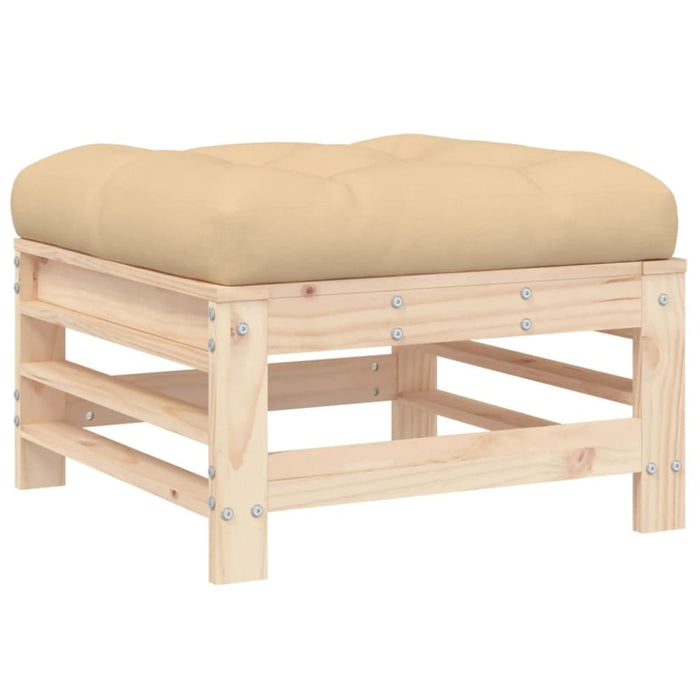 Garden Footstool with Cushion Solid Wood Pine Nxplli