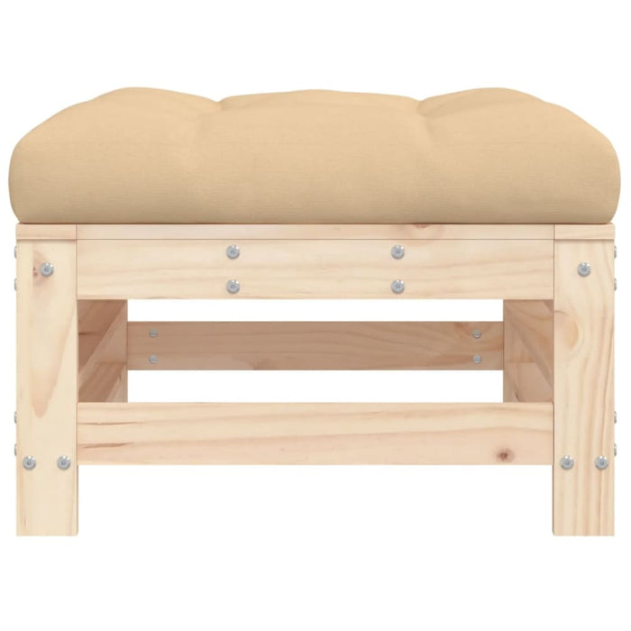 Garden Footstool with Cushion Solid Wood Pine Nxplli