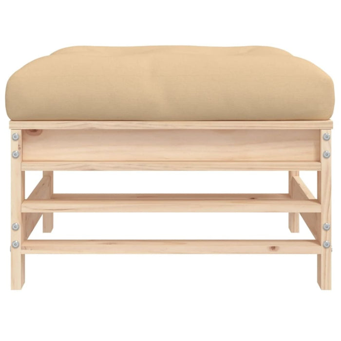 Garden Footstool with Cushion Solid Wood Pine Nxplli