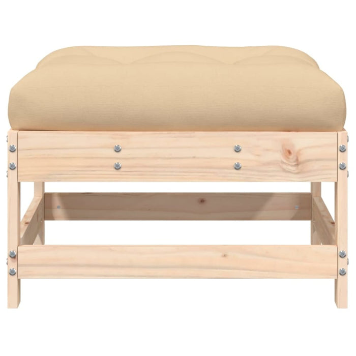Garden Footstool with Cushion Solid Wood Pine Nxpppp