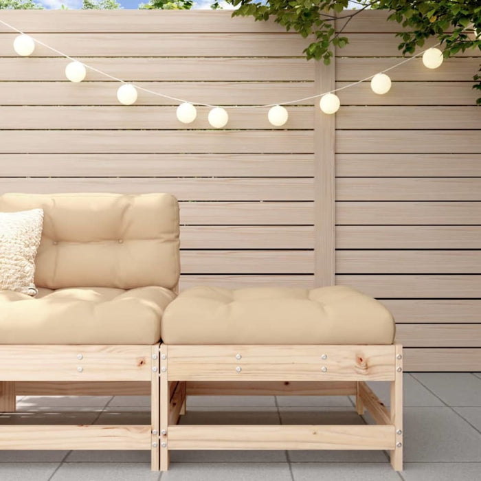 Garden Footstool with Cushion Solid Wood Pine Nxpppp