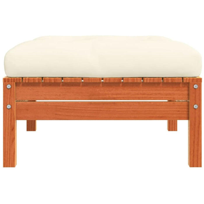Garden Footstool with Cushion Wax Brown Solid Wood Pine