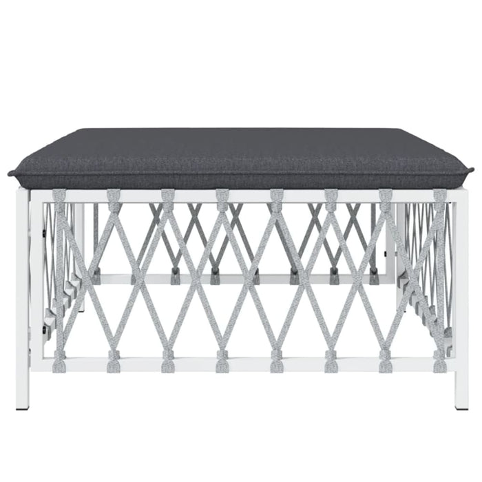 Garden Footstool with Cushion White Woven Fabric Tlaoab