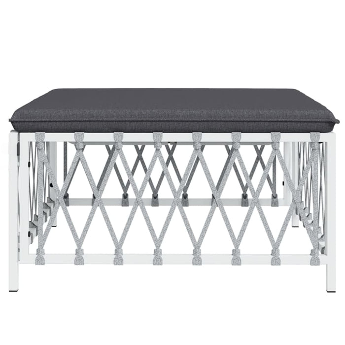 Garden Footstool with Cushion White Woven Fabric Tlaoab