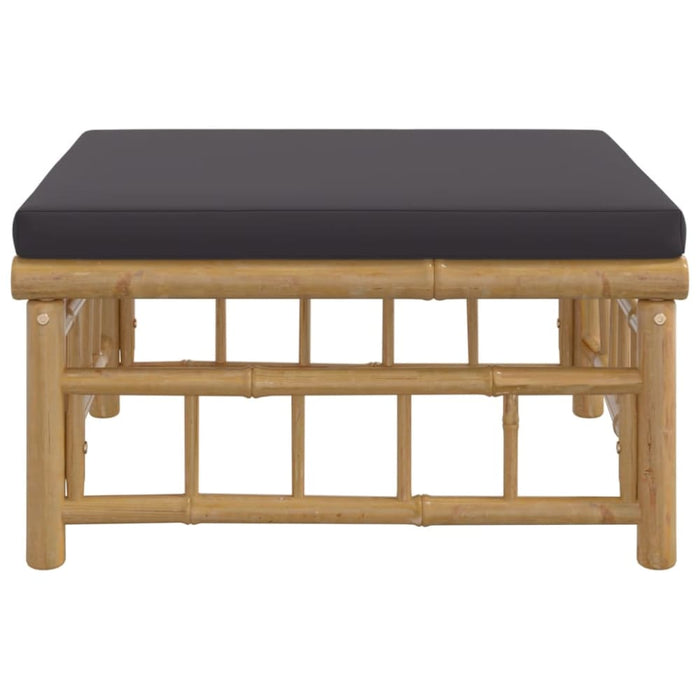 Garden Footstool with Dark Grey Cushion Bamboo Tlxtob