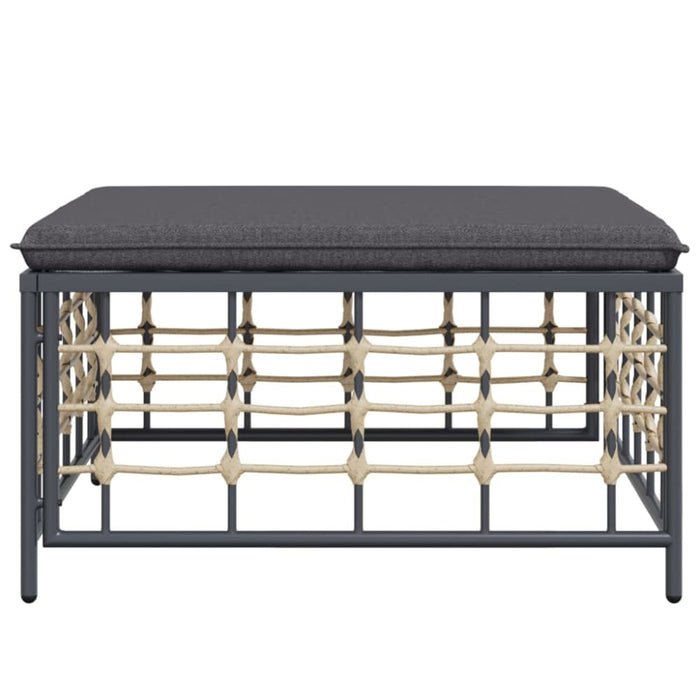 Garden Footstool with Dark Grey Cushion Poly Rattan Tlaotl